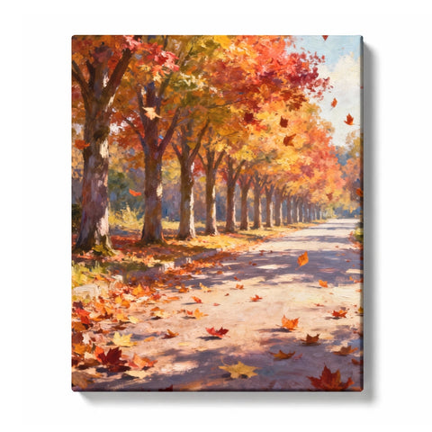 Autumn Tree Avenue with Falling Leaves Paint by Numbers Kit For Adults