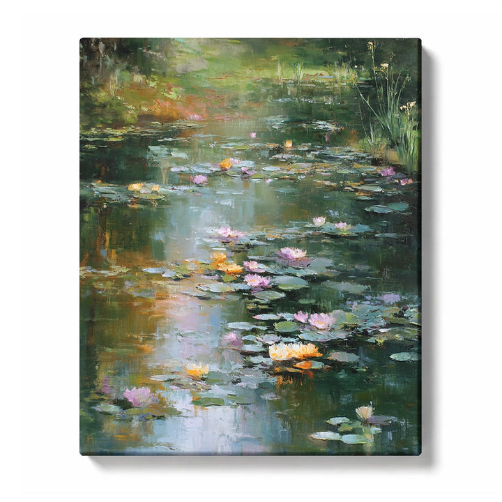 Pastel Water Lilies across Green Garden Water Paint by Numbers Kit for Adults