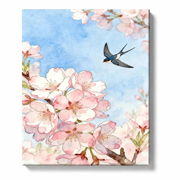 Swallow in a Cherry Blossom Sky