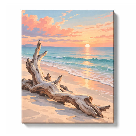Driftwood Shore at Coral Sunrise