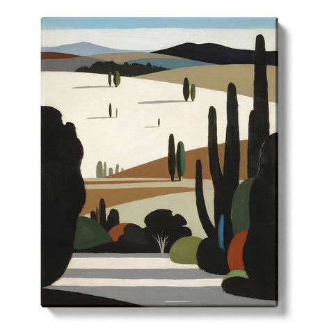 Minimal Desert Cactus Valley with Layered Sand Hills Paint by Numbers Kit for Adults