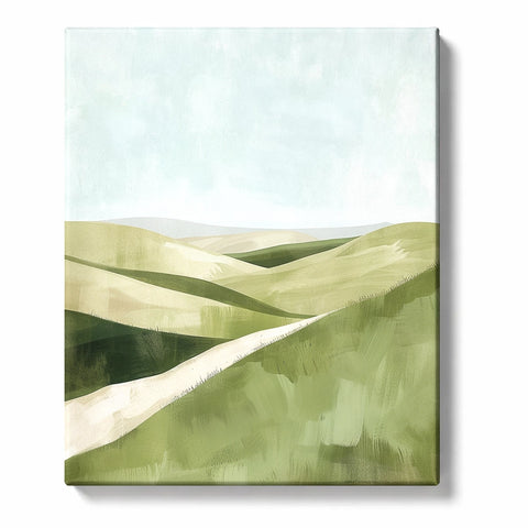 Soft Green Hills with a Pale Winding Valley Path Paint by Numbers Kit for Adults