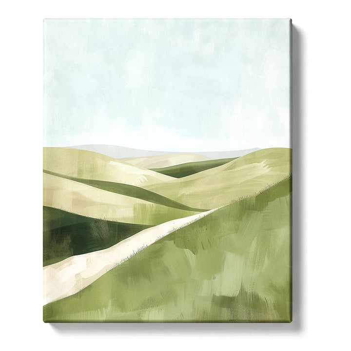 Soft Green Hills with a Pale Winding Valley Path Paint by Numbers Kit for Adults