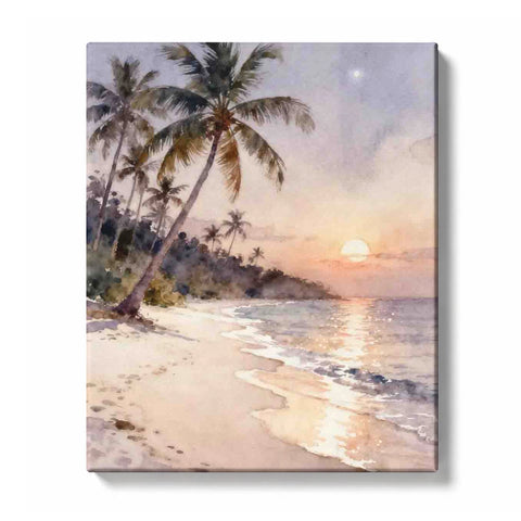 Palm Beach Sunrise with Silver Pink Shoreline Glow Paint by Numbers Kit for Adults