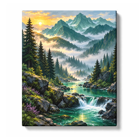 Misty Fir Valley and Jade Peaks Paint by Numbers Kit
