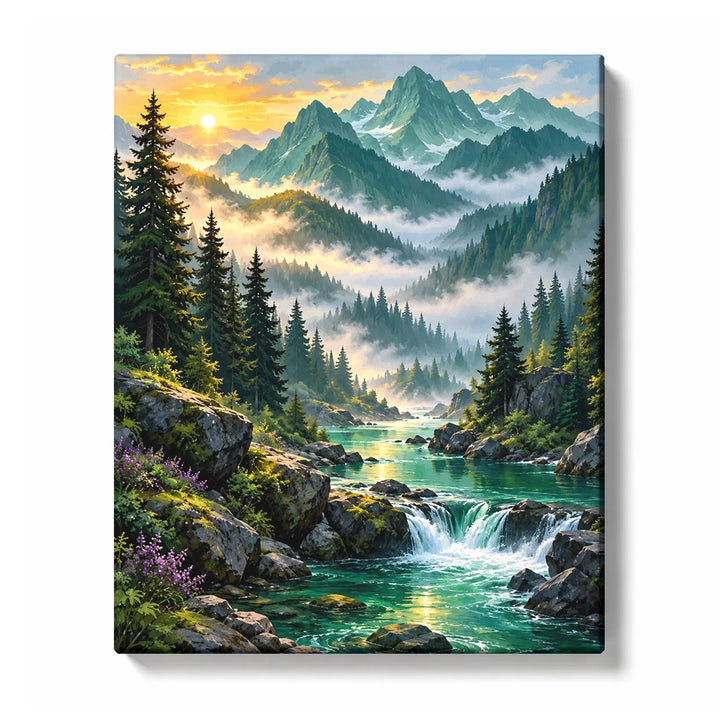Misty Fir Valley and Jade Peaks Paint by Numbers Kit