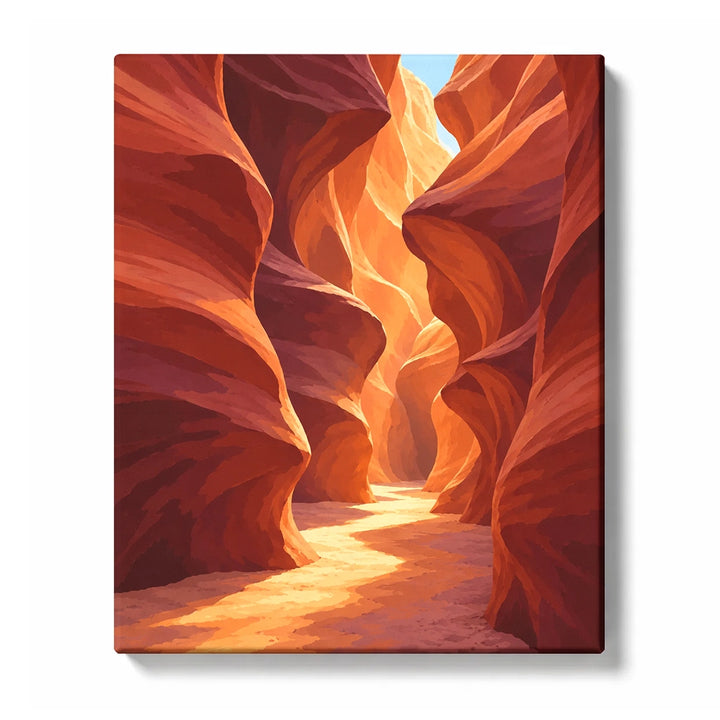 Sunlit Red Rock Canyon Passage paint by numbers design