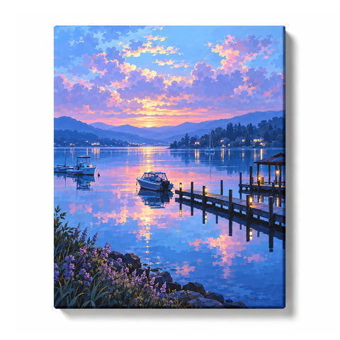 Blue Hour Marina and Lavender Reflections