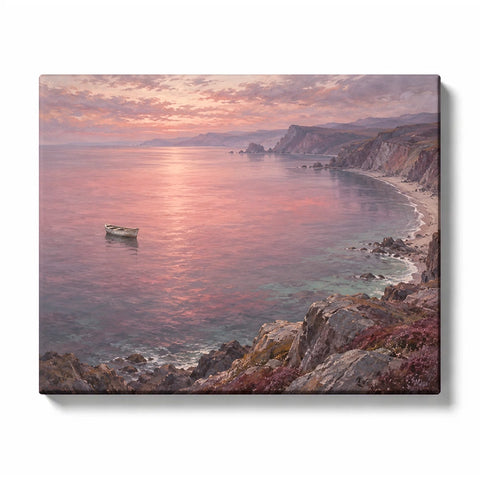 Lavender Sunset Lake with Twin Dock Reflections paint by numbers design