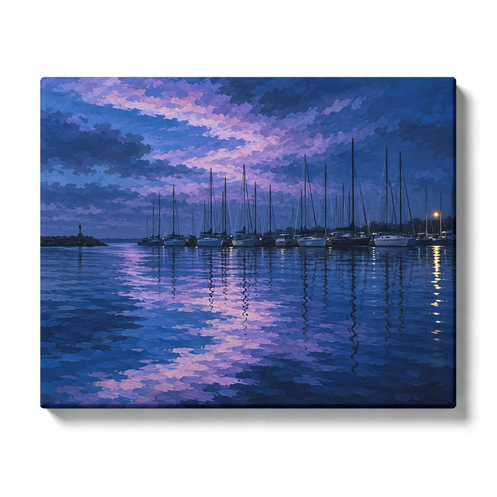 Shaded Boats in Golden Evening Light paint by numbers design