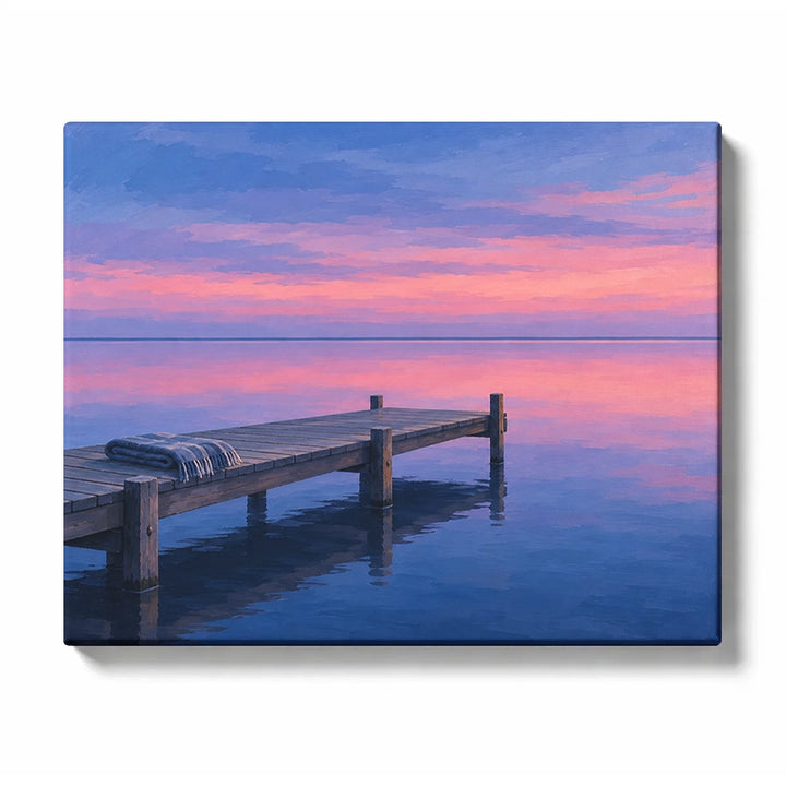 Pastel Harbor Stillness with Quiet Boats and Pier Posts Paint by Numbers Kit for Adults