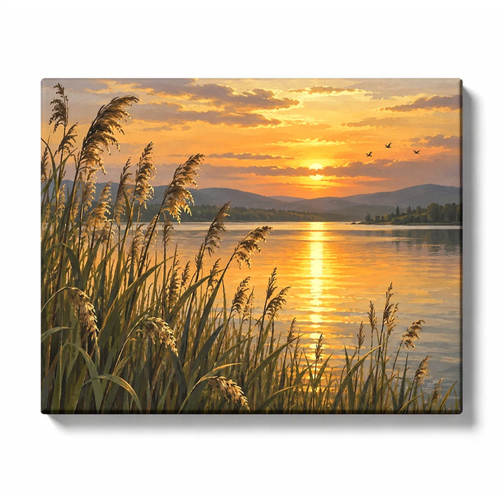 Harbor Moorings beneath Silver Gold Clouds paint by numbers design