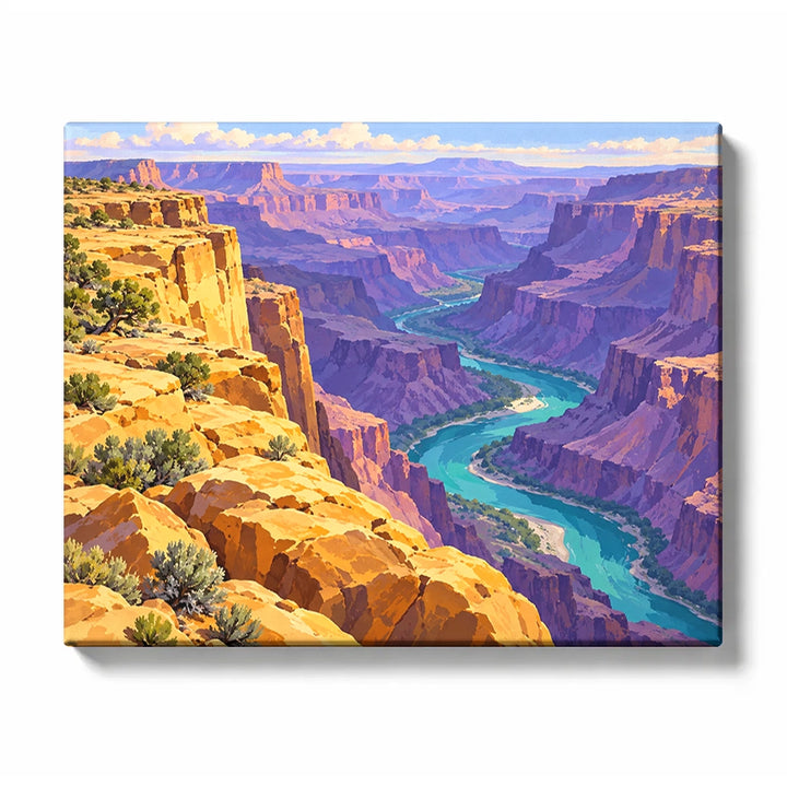 Golden Canyon Rim above a Violet River Gorge paint by numbers design