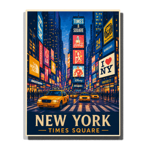 New York Times Square at night with yellow taxi cars, glowing billboards, skyscrapers, city lights and busy streets Paint by Numbers by PaintEasy