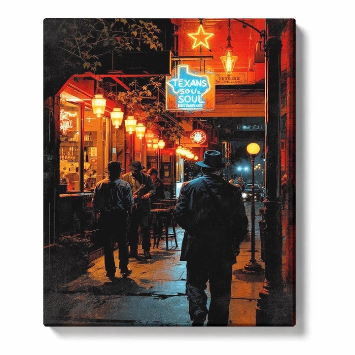 Red Lantern Music Street with a Texas Soul Sign Paint by Numbers Kit for Adults