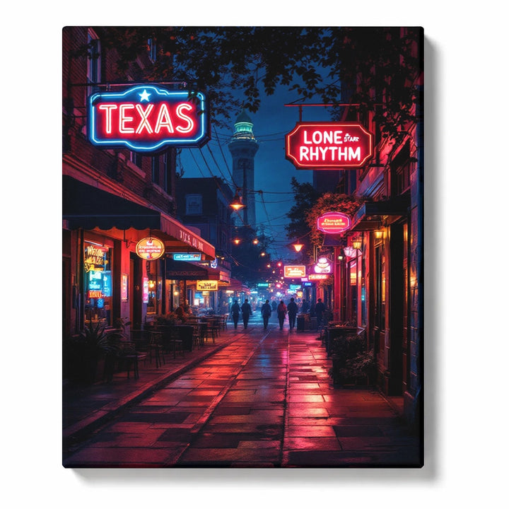 Texas Neon Alley with Lone Rhythm Sign Paint by Numbers Kit for Adults