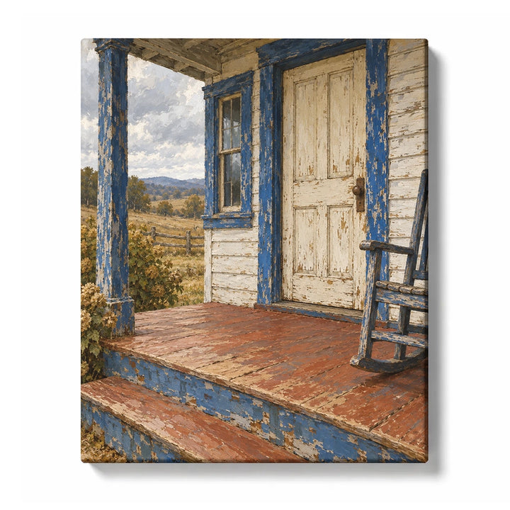 Rustic Porch Door with Weathered Blue Trim paint by numbers design