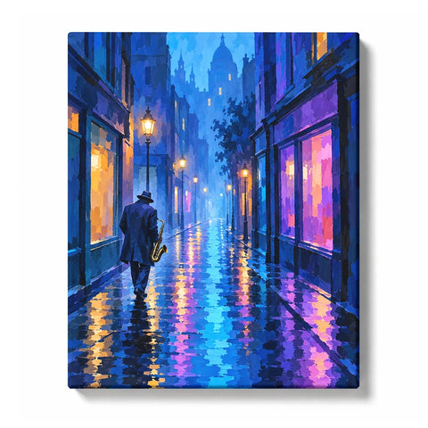 Rainy Old Town and Golden Window Reflections
