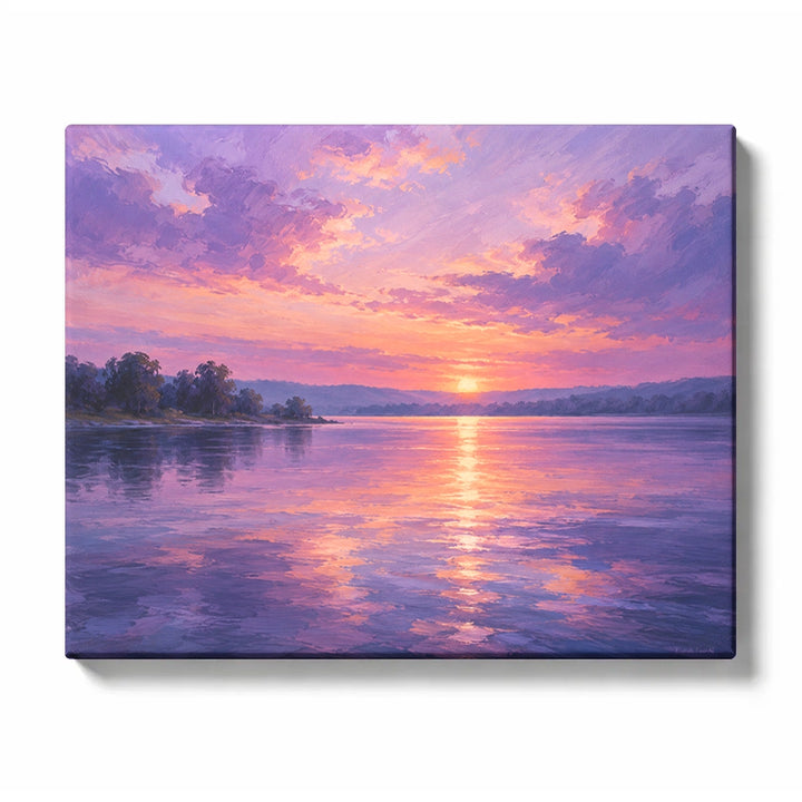 Ethereal Dusk Paint by Numbers | Purple Sunset Reflection Scene