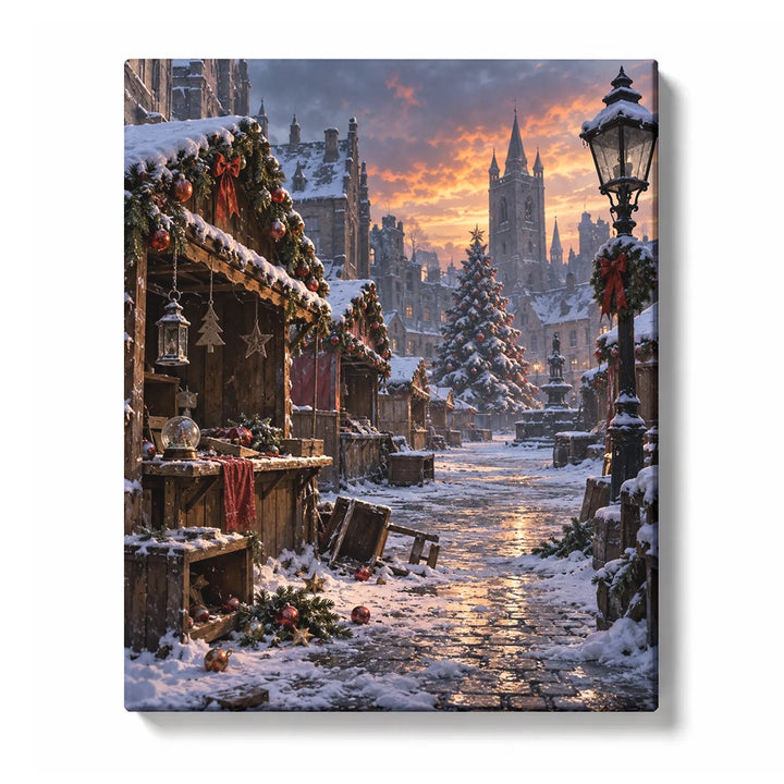 Silent Market Paint by Numbers | Abandoned Christmas Street Scene | Post-Apocalypse Series