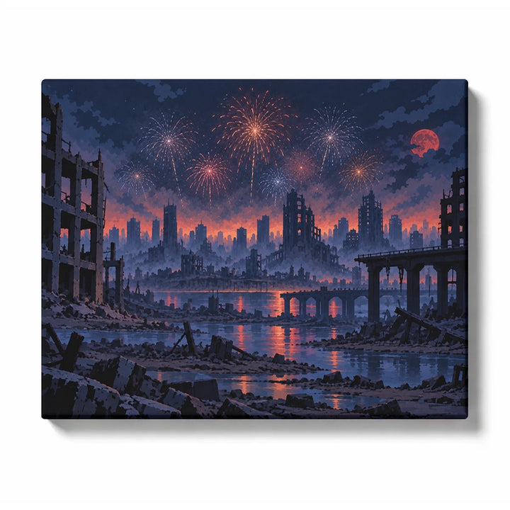 The Last Fireworks Paint by Numbers | Apocalyptic City Ruins & Night Sky | Post-Apocalypse Se…
