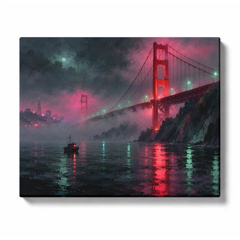 Blue Night Bridge over a Violet River Reflection Paint by Numbers Kit for Adults