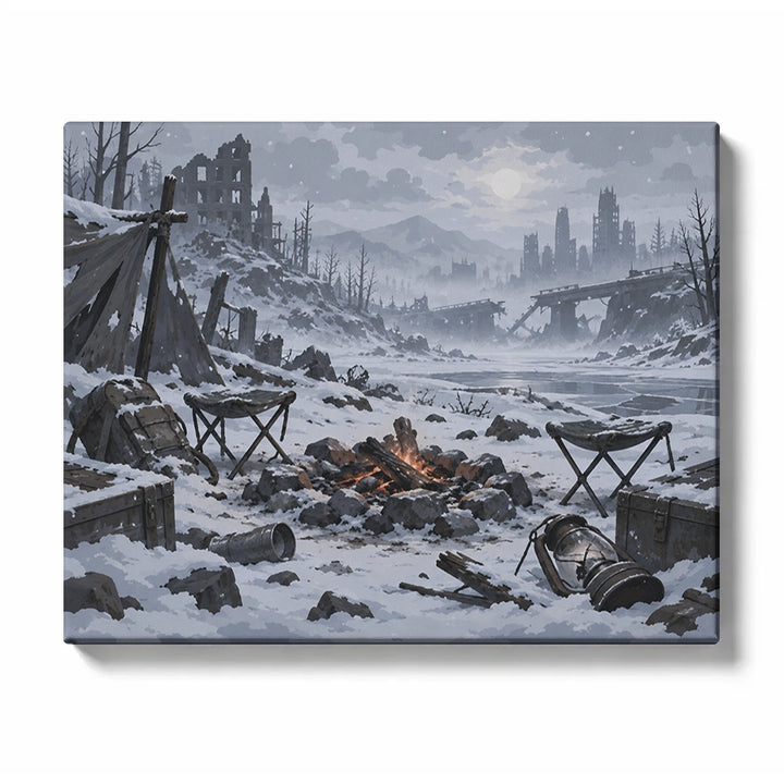 Winter Camp Paint by Numbers | Campfire Companionship Winter Scene
