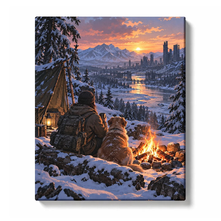 The Last Campfire Paint by Numbers | Post-Apocalyptic Winter Survival Scene
