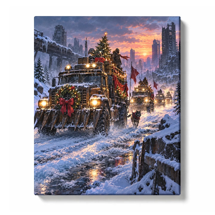 Winter Parade Paint by Numbers | Post-Apocalypse Holiday Convoy in Snow