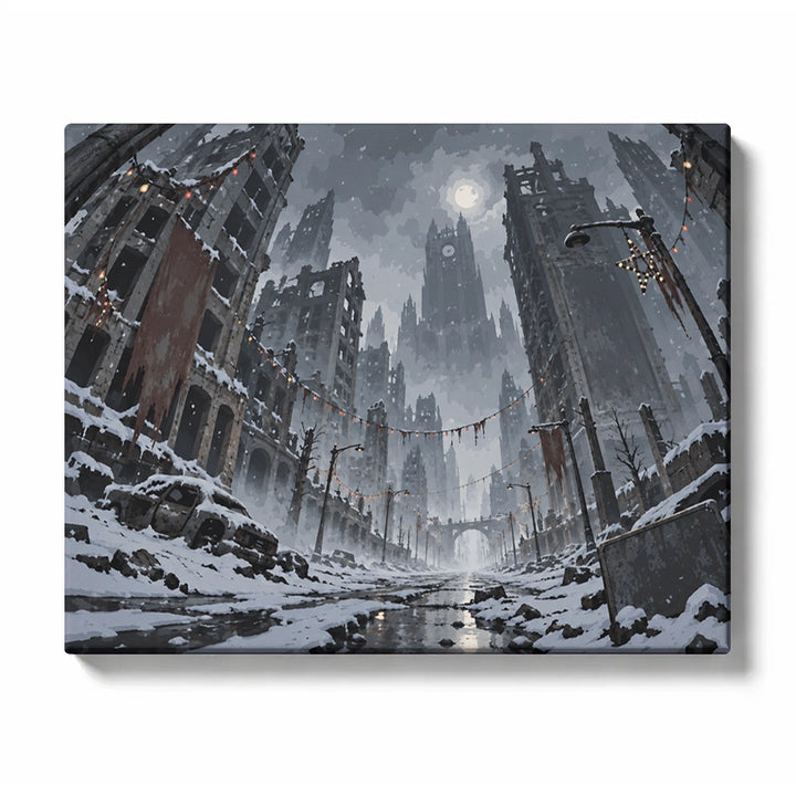 Silent Avenue Paint by Numbers | Snowy City Christmas Lights Art
