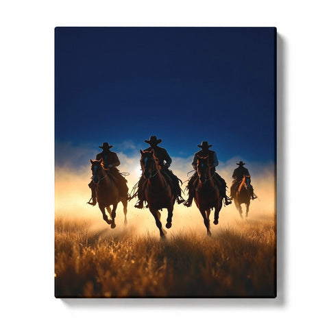 Four Horseback Riders through a Golden Dust Field Paint by Numbers Kit for Adults