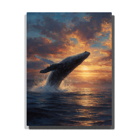 Whale Breaching Ocean at Sunset Dramatic Seascape Paint by Numbers Kit For Adults