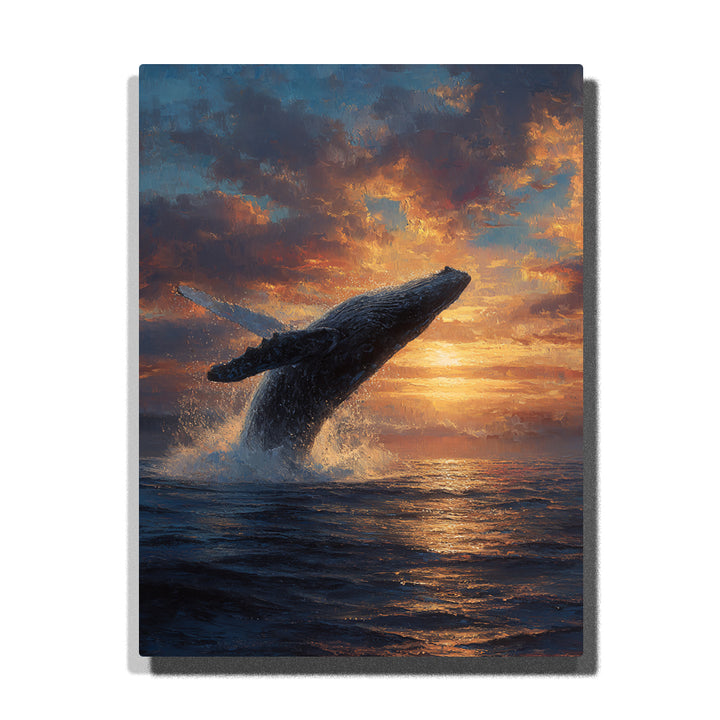 Whale Breaching Ocean at Sunset Dramatic Seascape Paint by Numbers Kit For Adults