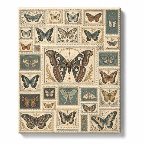 Butterfly Paint by Numbers For Adults featuring vintage butterfly collection with antique frames, botanical details and natural history illustration style