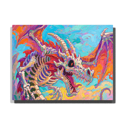 Colorful skeleton dragon with red wings and sharp horns against vibrant background — PaintEasy Home Decor - Animal Paint by Numbers artwork
