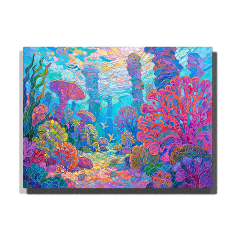 Vibrant colorful coral reef with tall formations and fish in underwater fantasy scene — PaintEasy Home Decor - Animal Paint by Numbers artwork