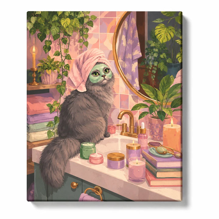 Golden Retriever and Gray Cat on a Cozy Sofa Paint by Numbers Kit for Adults