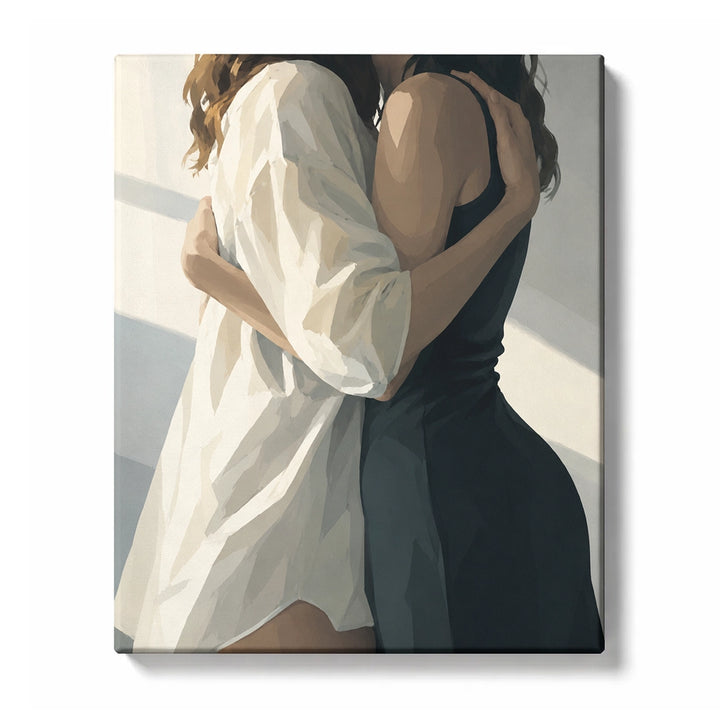 Morning Hug in White - PaintEasy paint by numbers canvas on white background