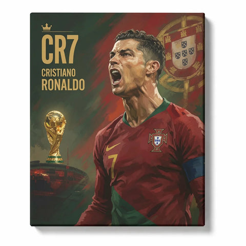 CR7 Inspired Paint by Numbers For Adults featuring Cristiano Ronaldo inspired football portrait with jersey, trophy symbolism and celebrity style sports artwork