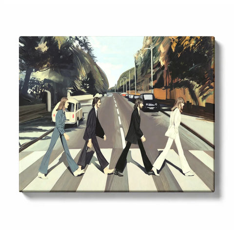 The Beatles Abbey Road Paint by Numbers For Adults featuring iconic band walking across street with album cover inspired portrait scene