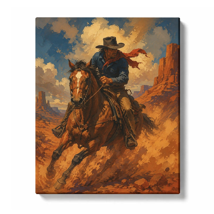 Cowboy Riding Horse through Golden Dust Paint by Numbers Kit For Beginners