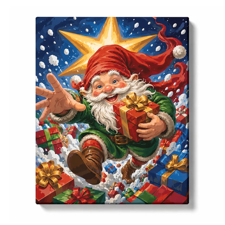Christmas Gnome with Gifts - paint by numbers artwork preview