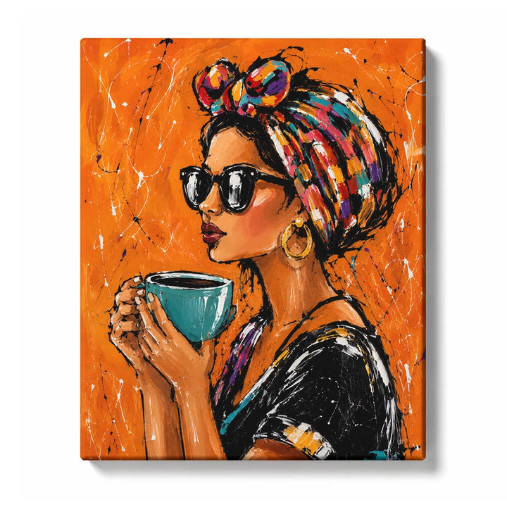 Turban Girl with a Blue Cup - paint by numbers kit preview
