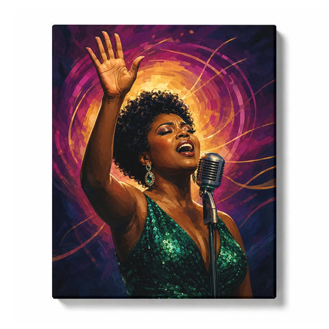 Gospel Singer in Green - paint by numbers kit preview