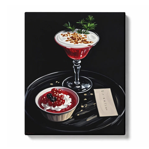 Berry Dessert and Red Cream Cocktail Paint by Numbers Kit For Adults