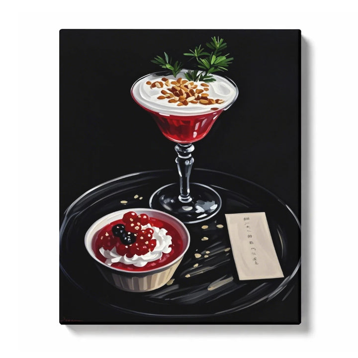 Berry Dessert and Red Cream Cocktail Paint by Numbers Kit For Adults