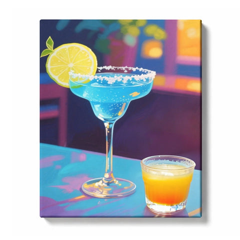 Blue Citrus Cocktail with Lemon Slice Paint by Numbers Kit For Adults