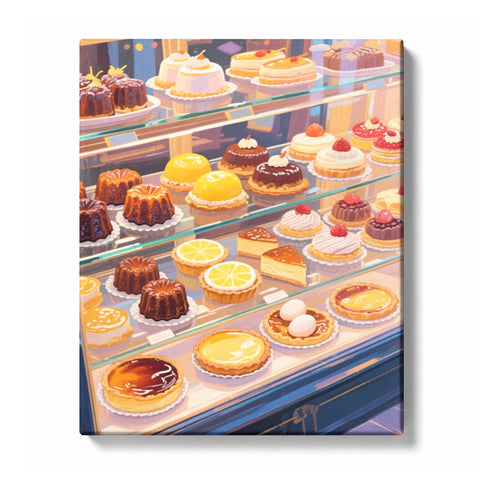 Bakery Display with Cakes and Tarts Paint by Numbers Kit For Adults