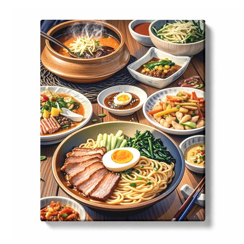 Braised Pork Noodles and Traditional Side Dishes Paint by Numbers Kit For Adults