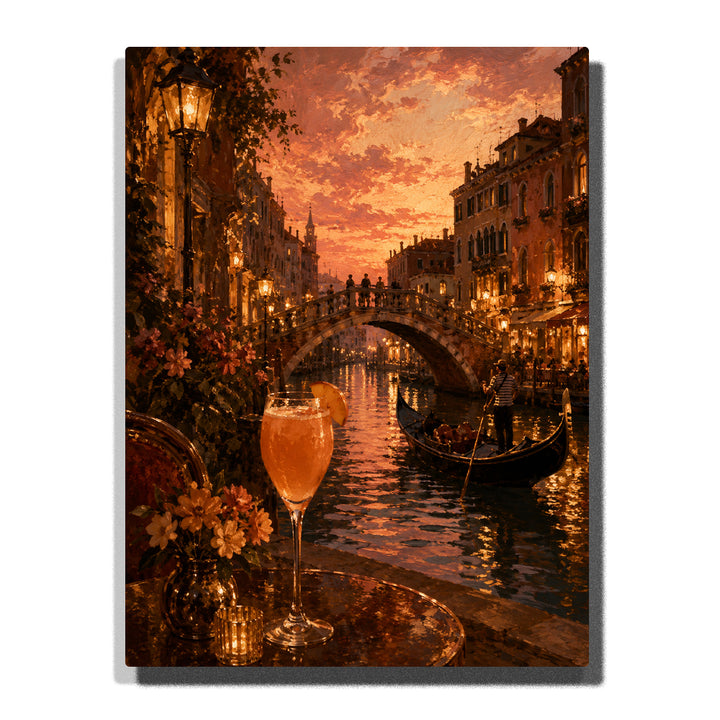 Warm Wine Glass with Lit Candles and Fireplace Glow Paint by Numbers Kit For Adults